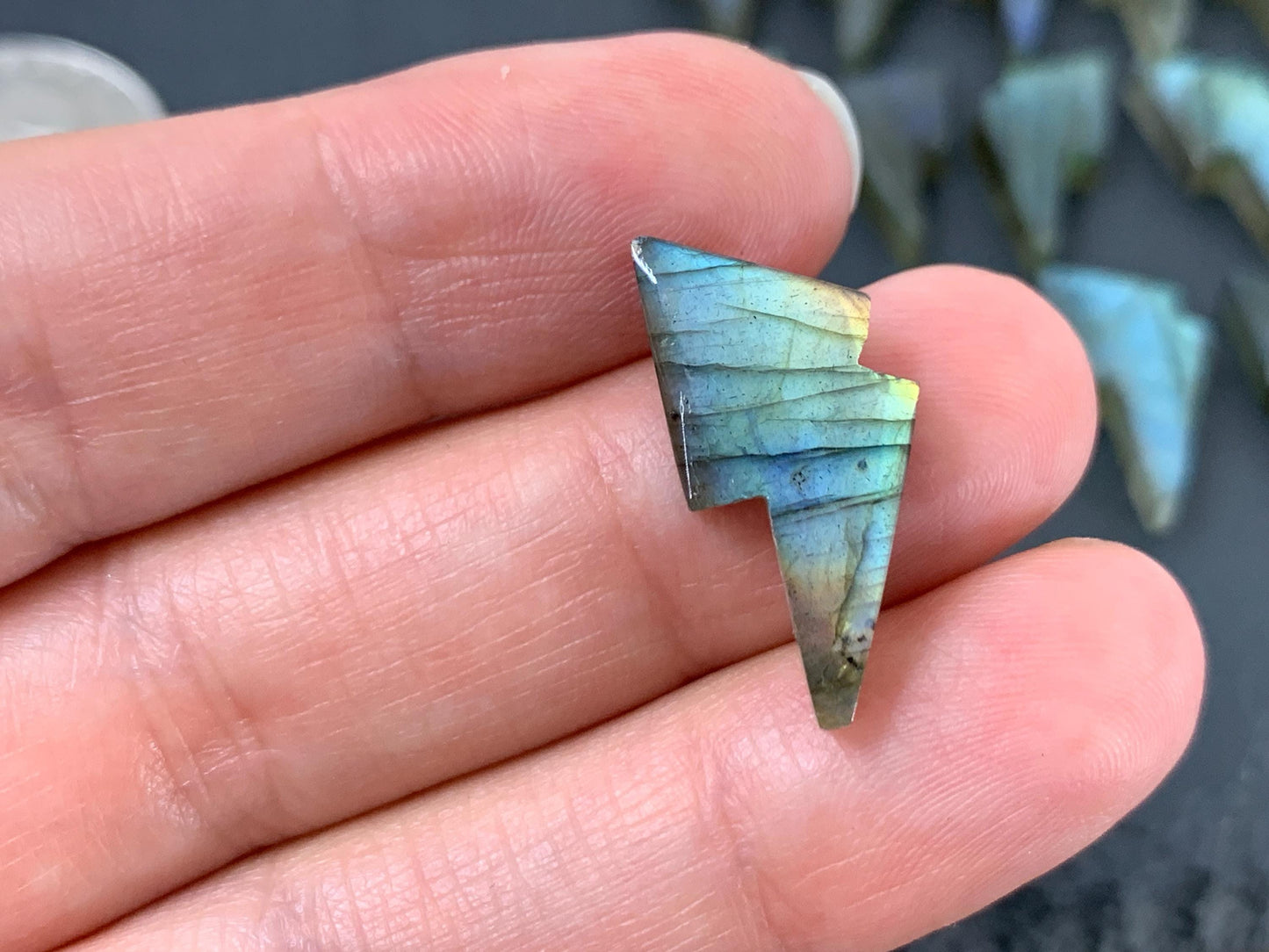 Labradorite lightning bolt 12x19mm cabochon