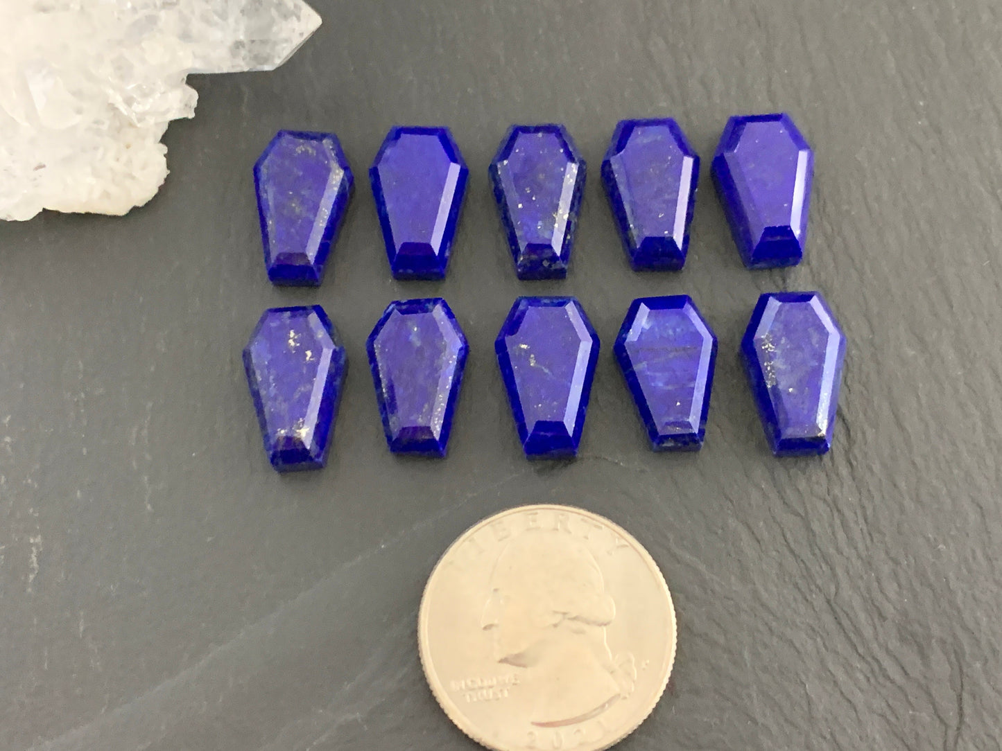Faceted Lapis Lazuli coffin 10x16mm cabochon