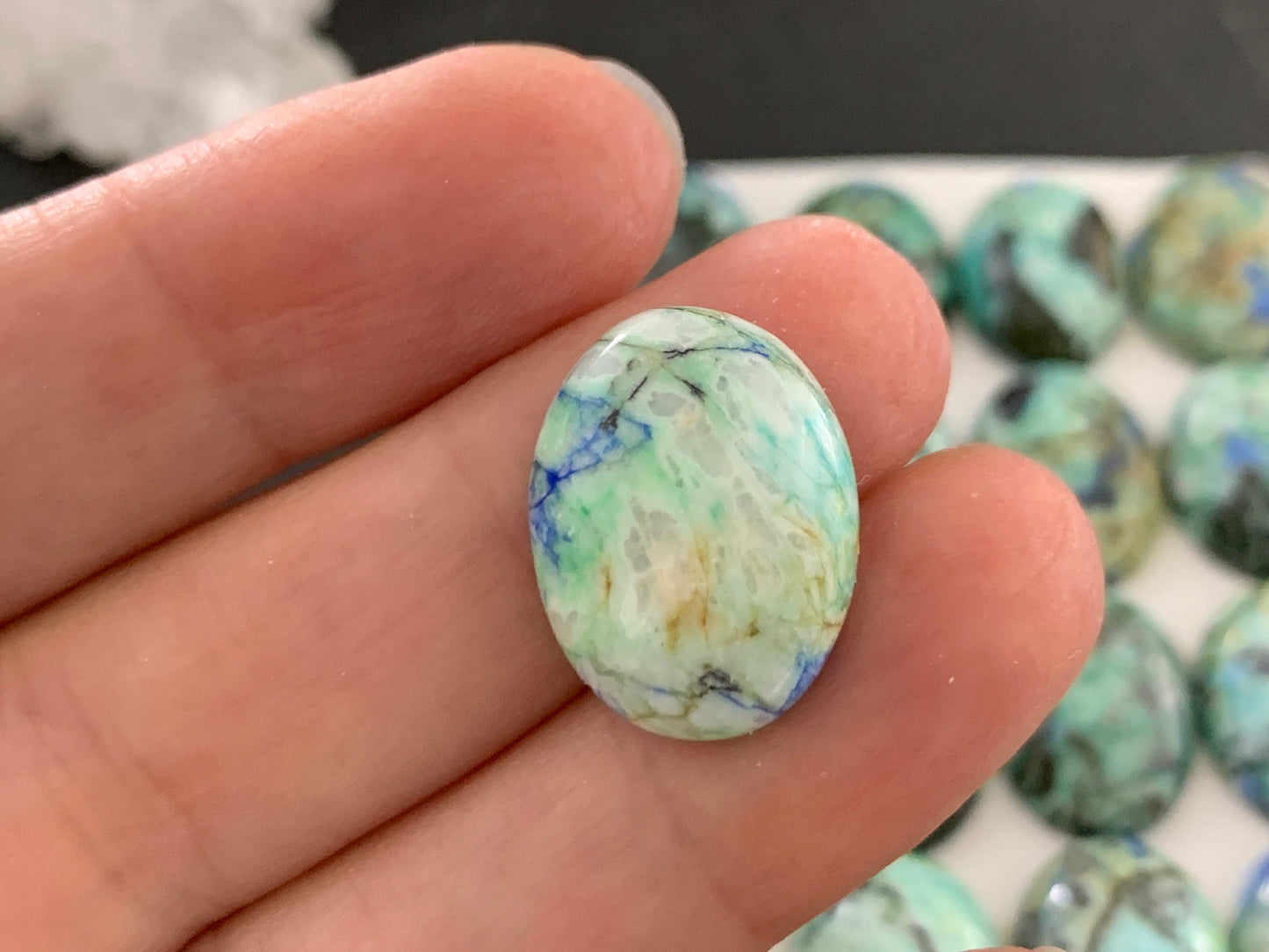 Azurite oval 15x20mm cabochon - Calibrated cabochons