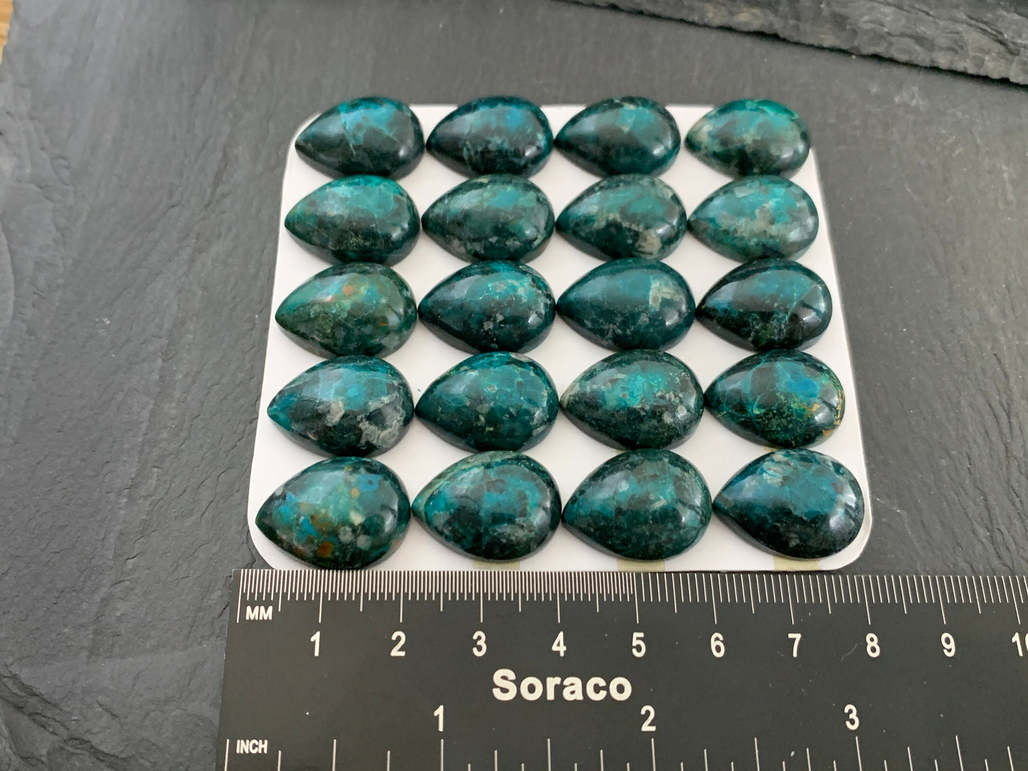 Chrysocolla pear 15x20mm cabochon - Calibrated cabochons