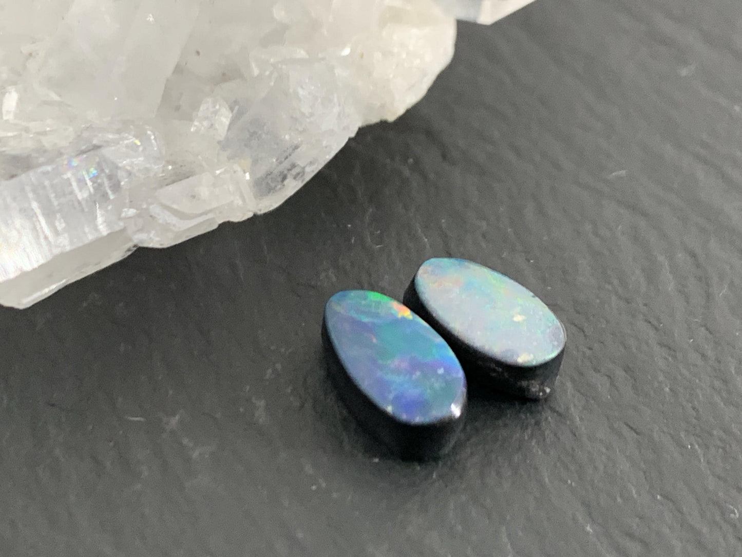 Australian Opal doublet 5x8mm pair of cabochons