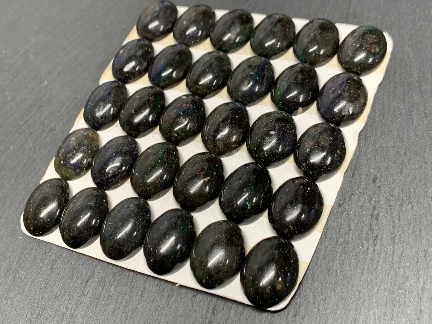 Black Andamooka Opal oval 10x14mm cabochon - Matrix Australian Opal