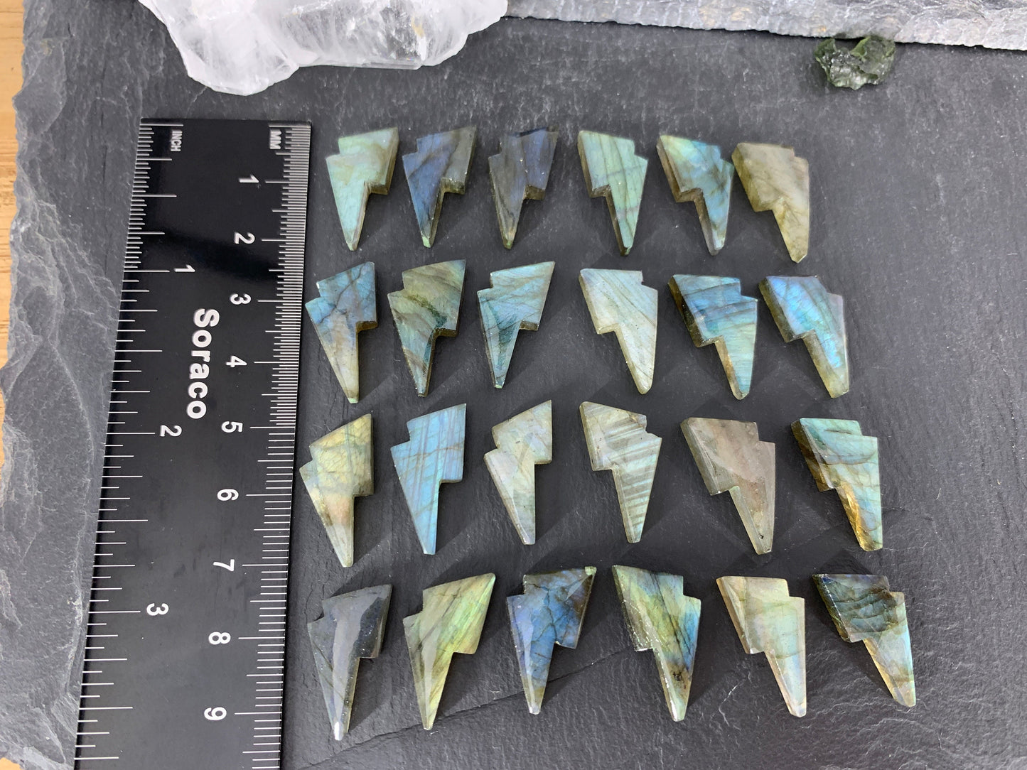 Labradorite lightning bolt 12x19mm cabochon- select your cabochon
