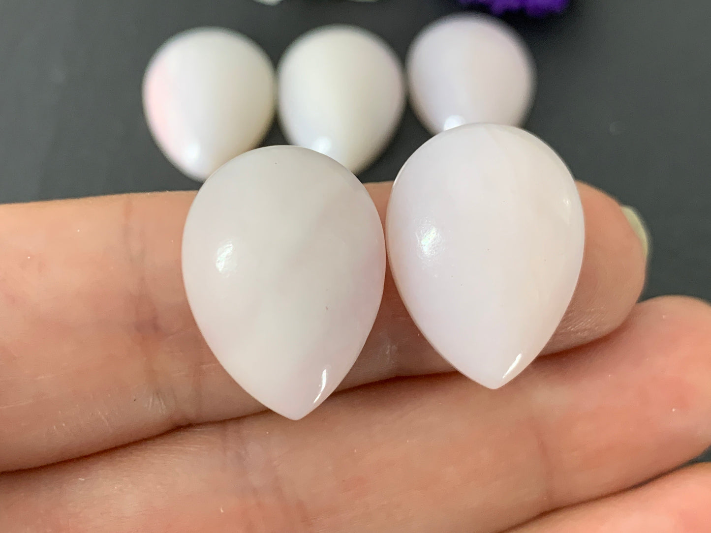 Pink Opal pear 15x20mm cabochon - Calibrated cabochons