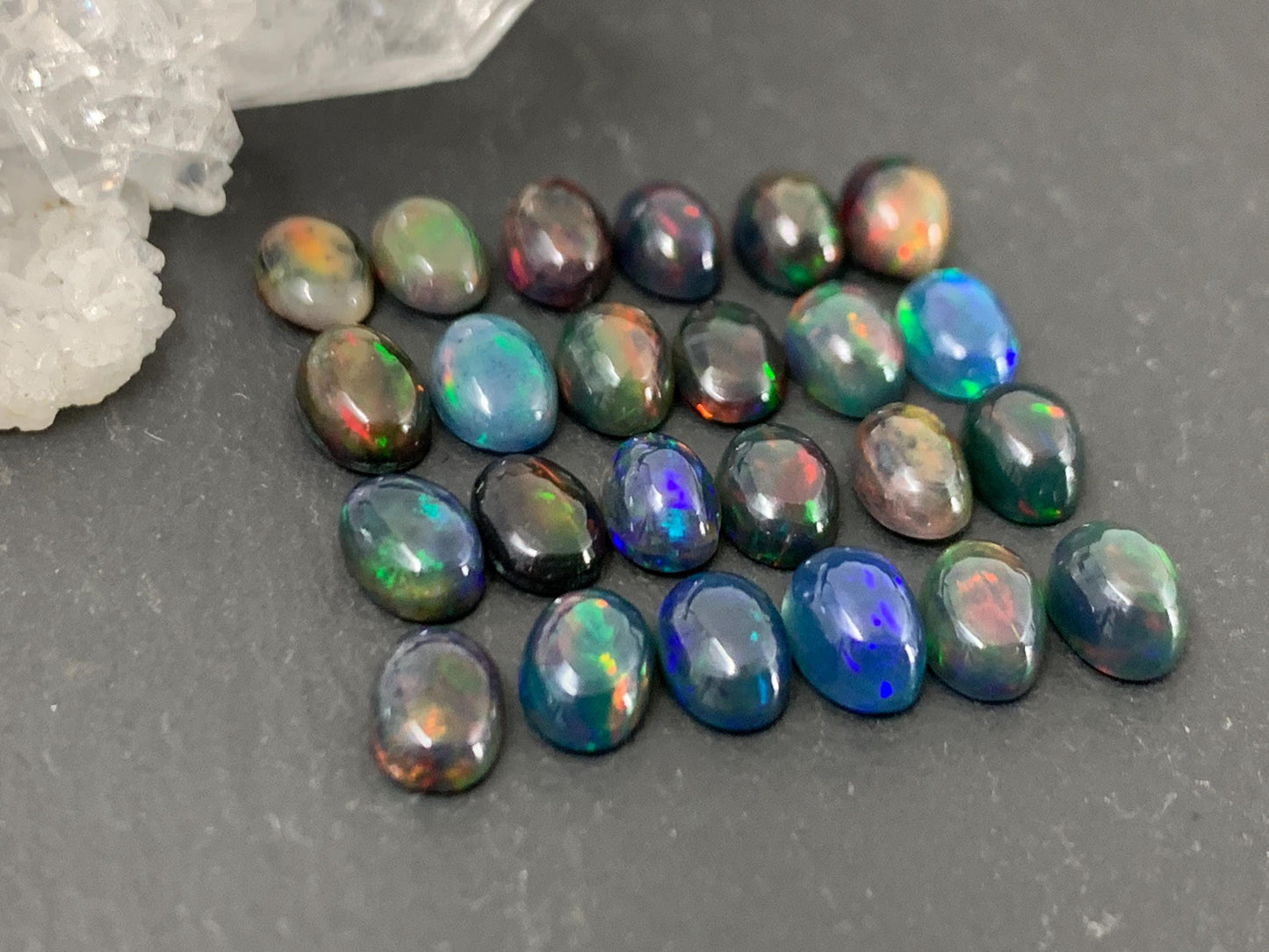 Black Ethiopian Opal oval 4x6mm cabochon