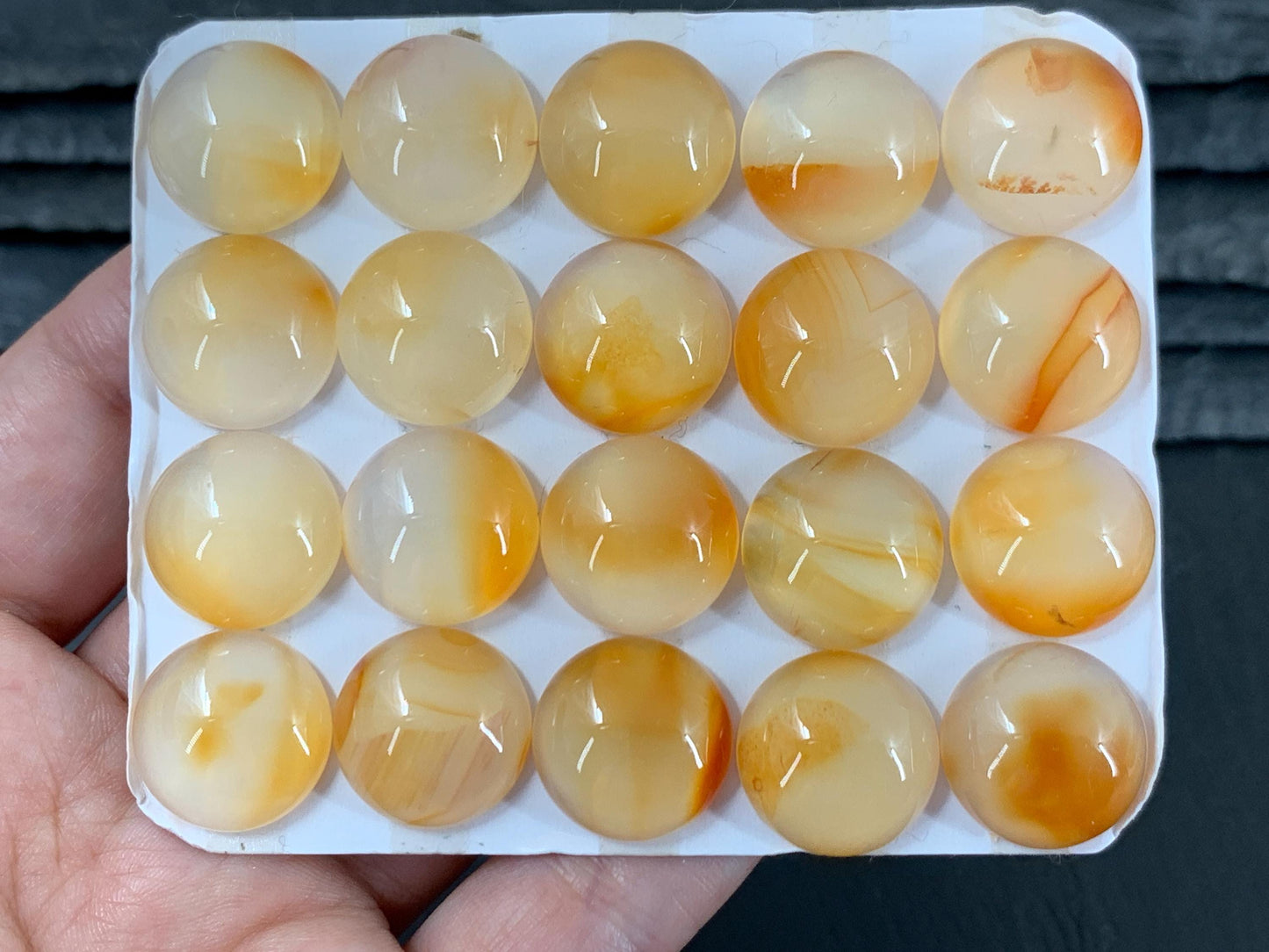 Carnelian round 16mm cabochon - Calibrated cabochons