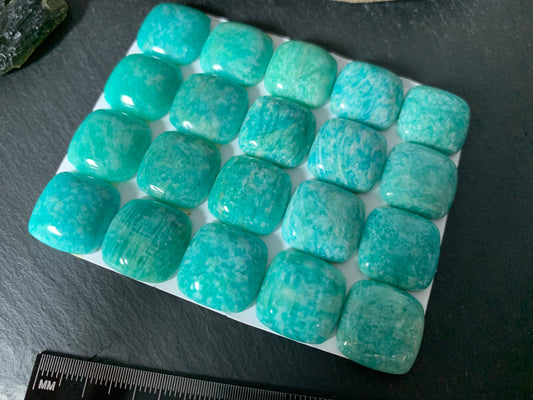 Amazonite square cushion 18mm cabochon - Calibrated cabochons