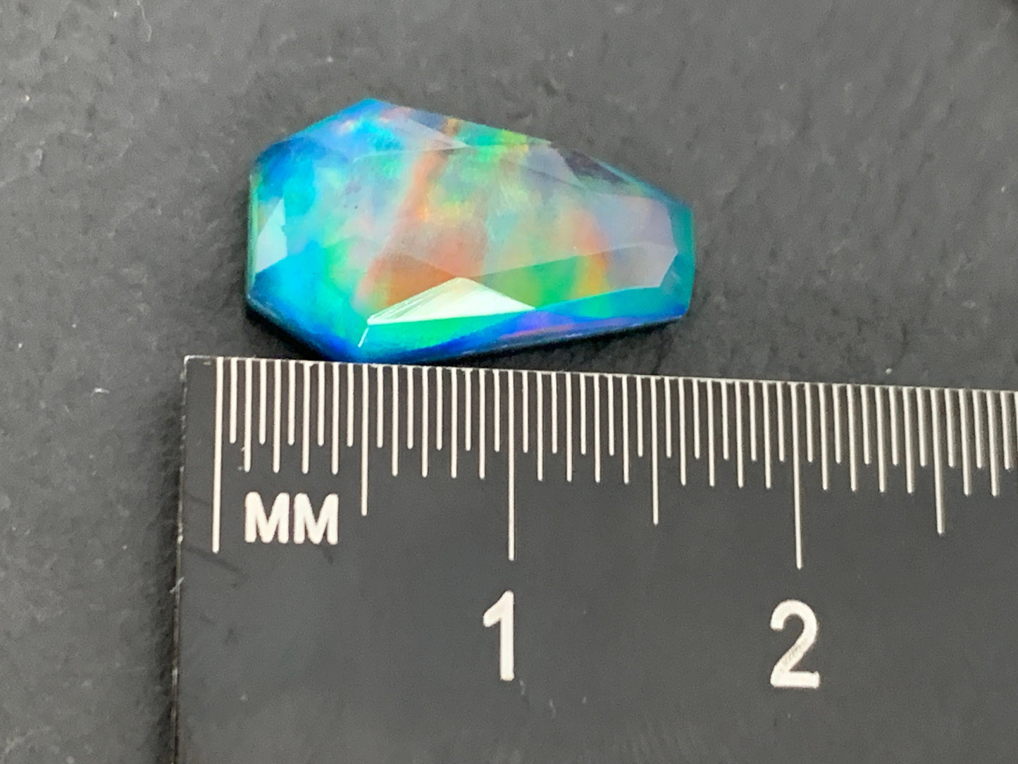 Faceted Aurora Opal coffin 10x16mm cabochon - Doublet cabochons