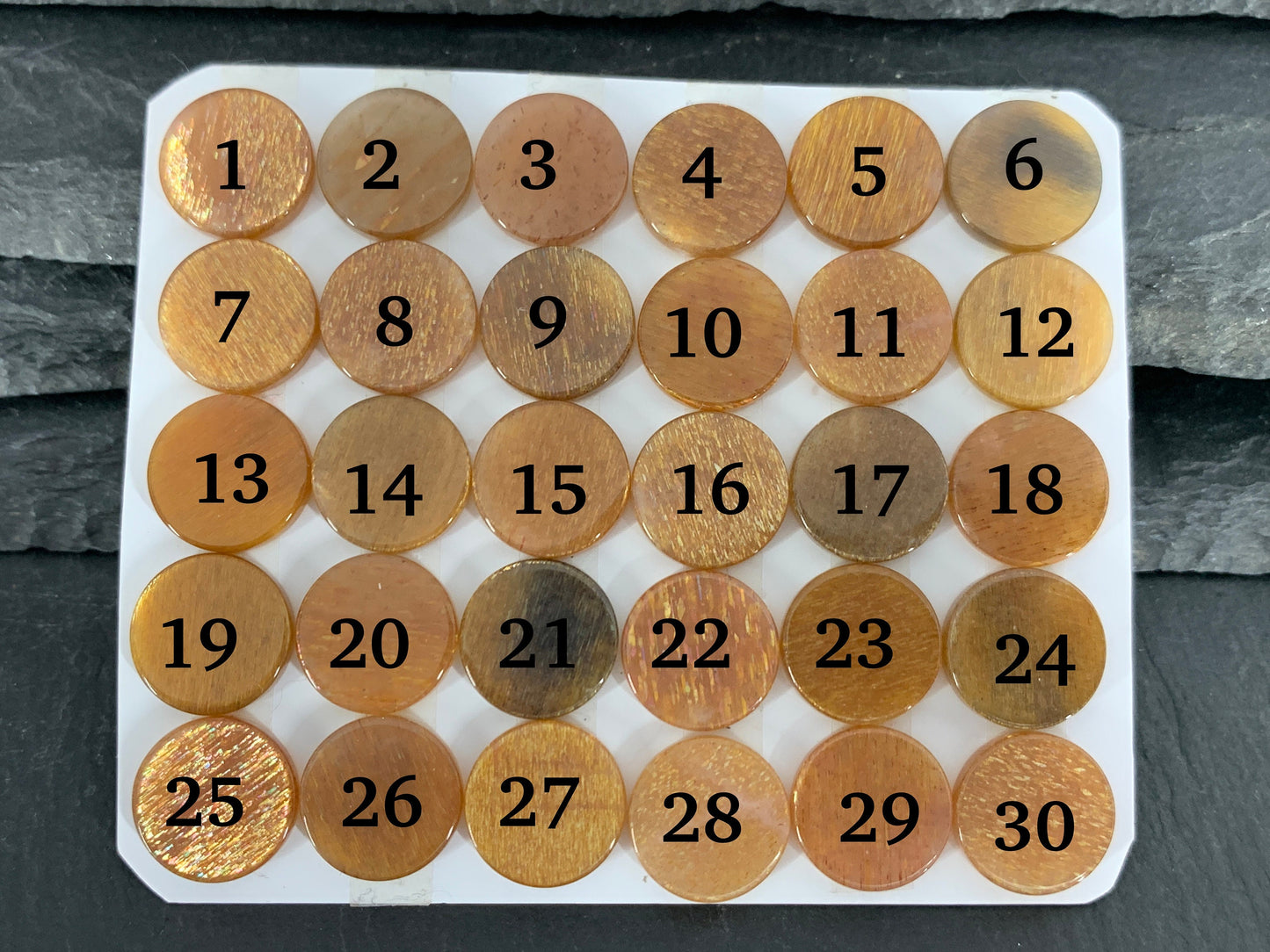Flat Gold Sunstone round 12mm cabochon - calibrated cabochons
