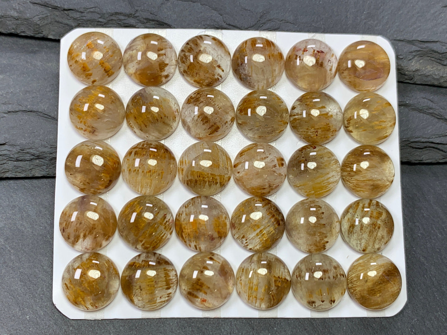 Amethyst Cacoxenite round 12mm Cabochon - Calibrated cabochons