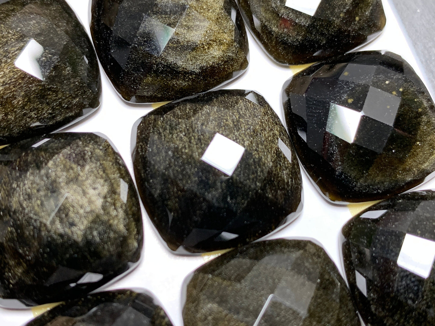 Faceted Gold Obsidian 20mm Cabochon - Calibrated cabochons