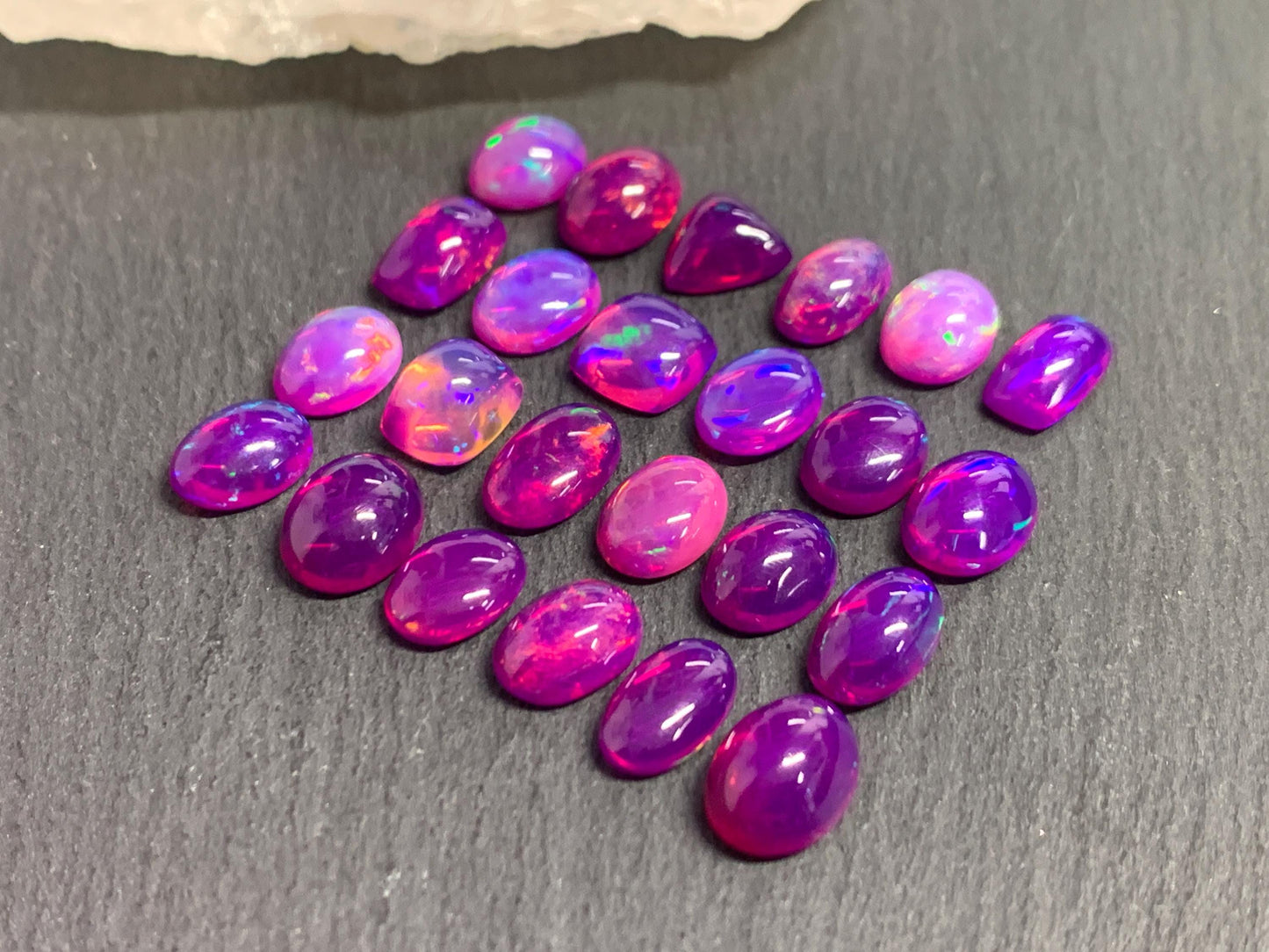 Ethiopian Opal oval, trillion, rectangle 9-10mm long cabochon - Natural Opal smoked to purple color