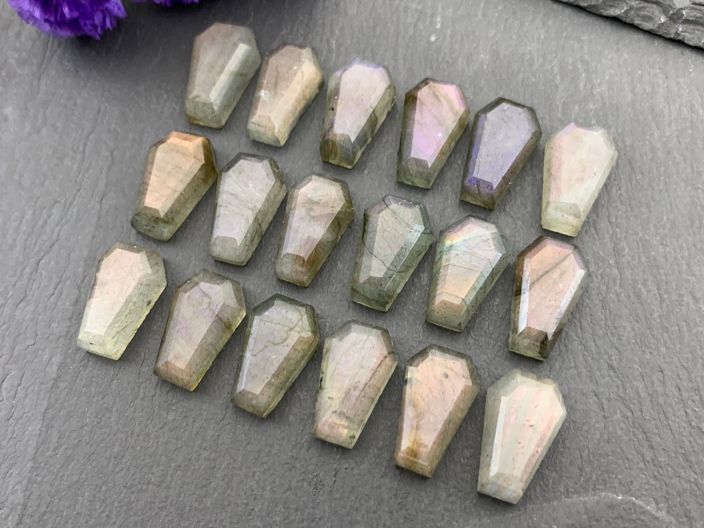 Natural Labradorite Coffin Cabochon: 10x16mm Gemstone