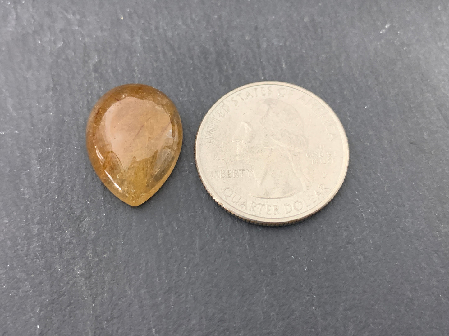 Rutilated Quartz pear 15x20mm Cabochon - Calibrated cabochons