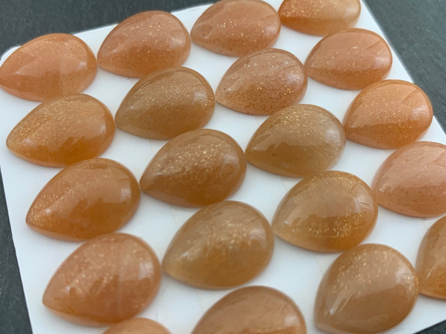 Natural Sunstone Pear Cabochon: GoldSand Gemstone (12x16mm)