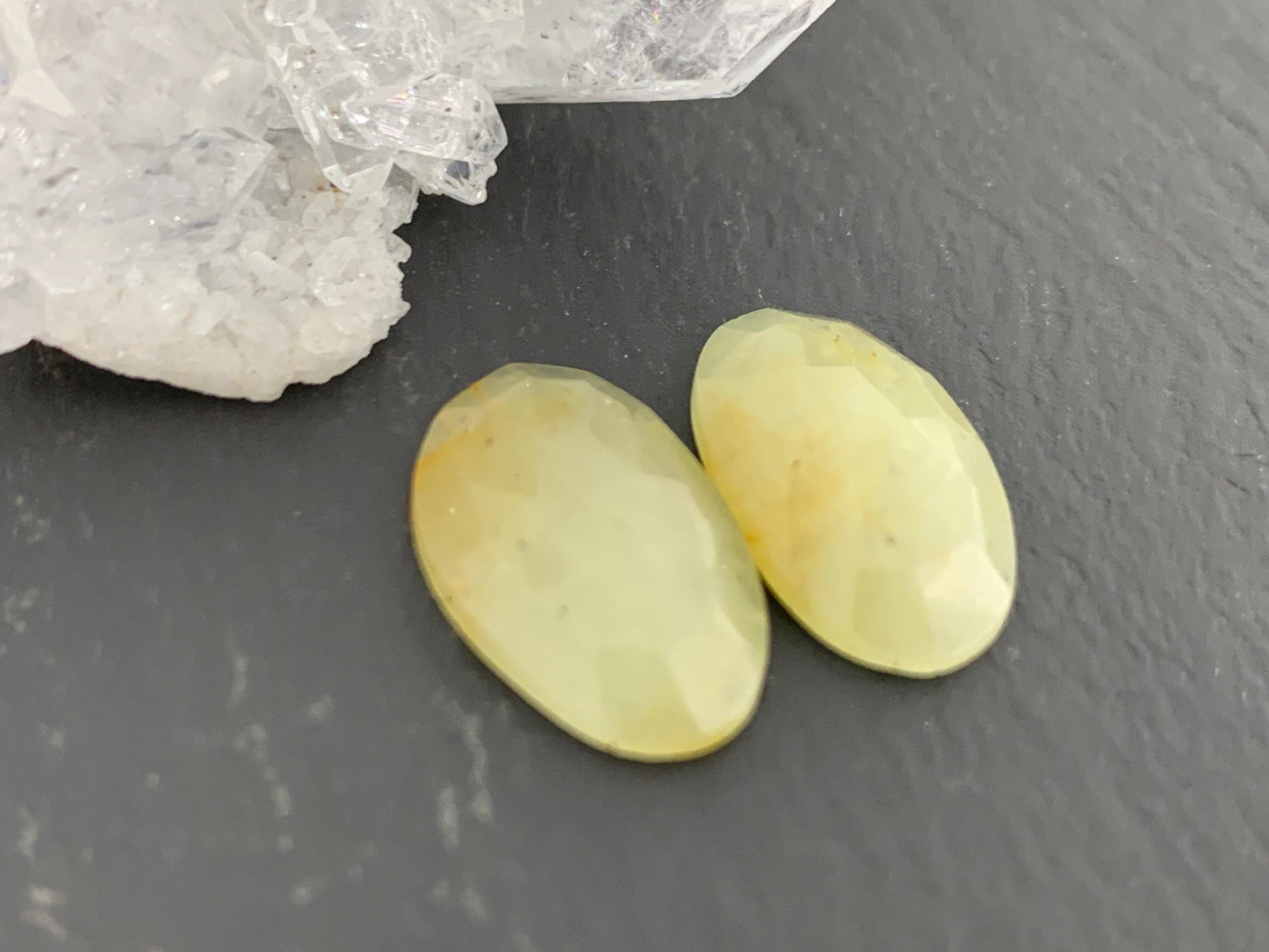 Faceted Yellow Sapphire pair 10x16x3.5mm cabochon