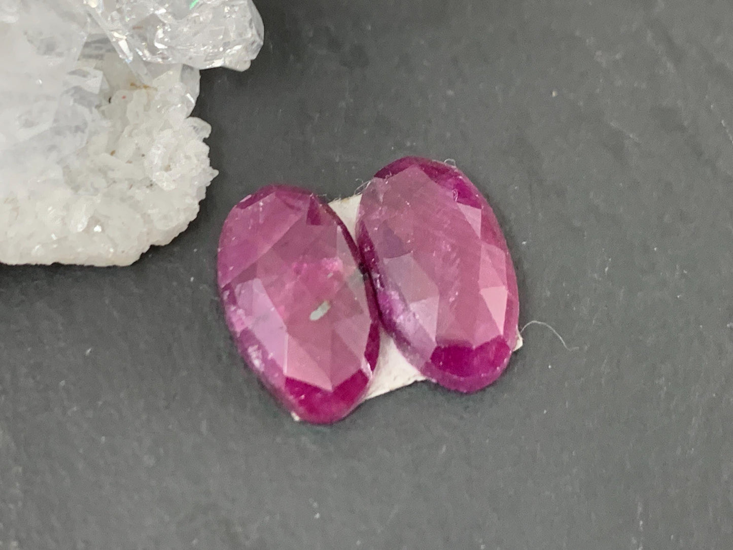 Faceted Ruby pair 7x12x3.5mm cabochon