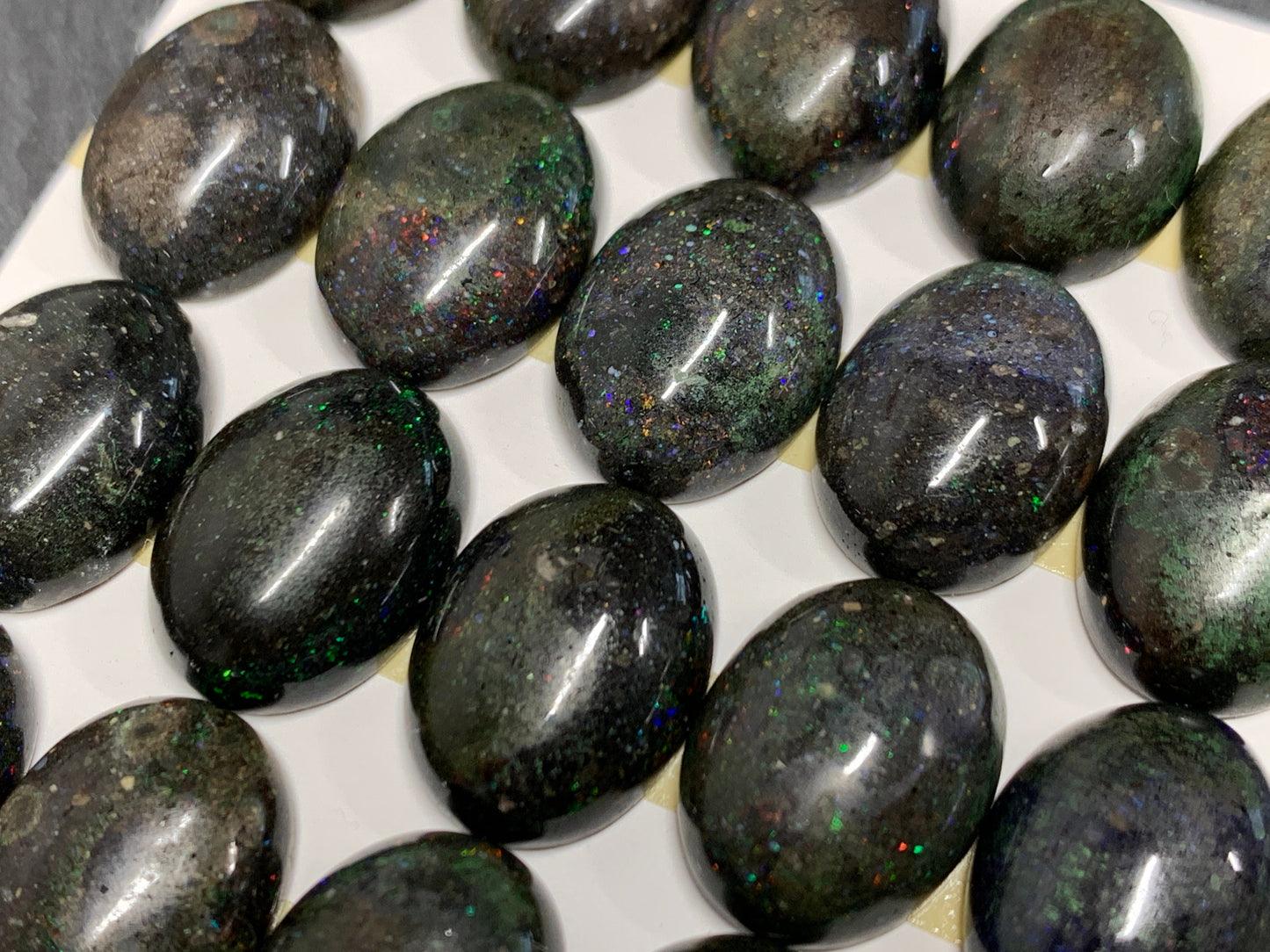 Black Andamooka Opal oval 12x16mm cabochon - Matrix Australian Opal
