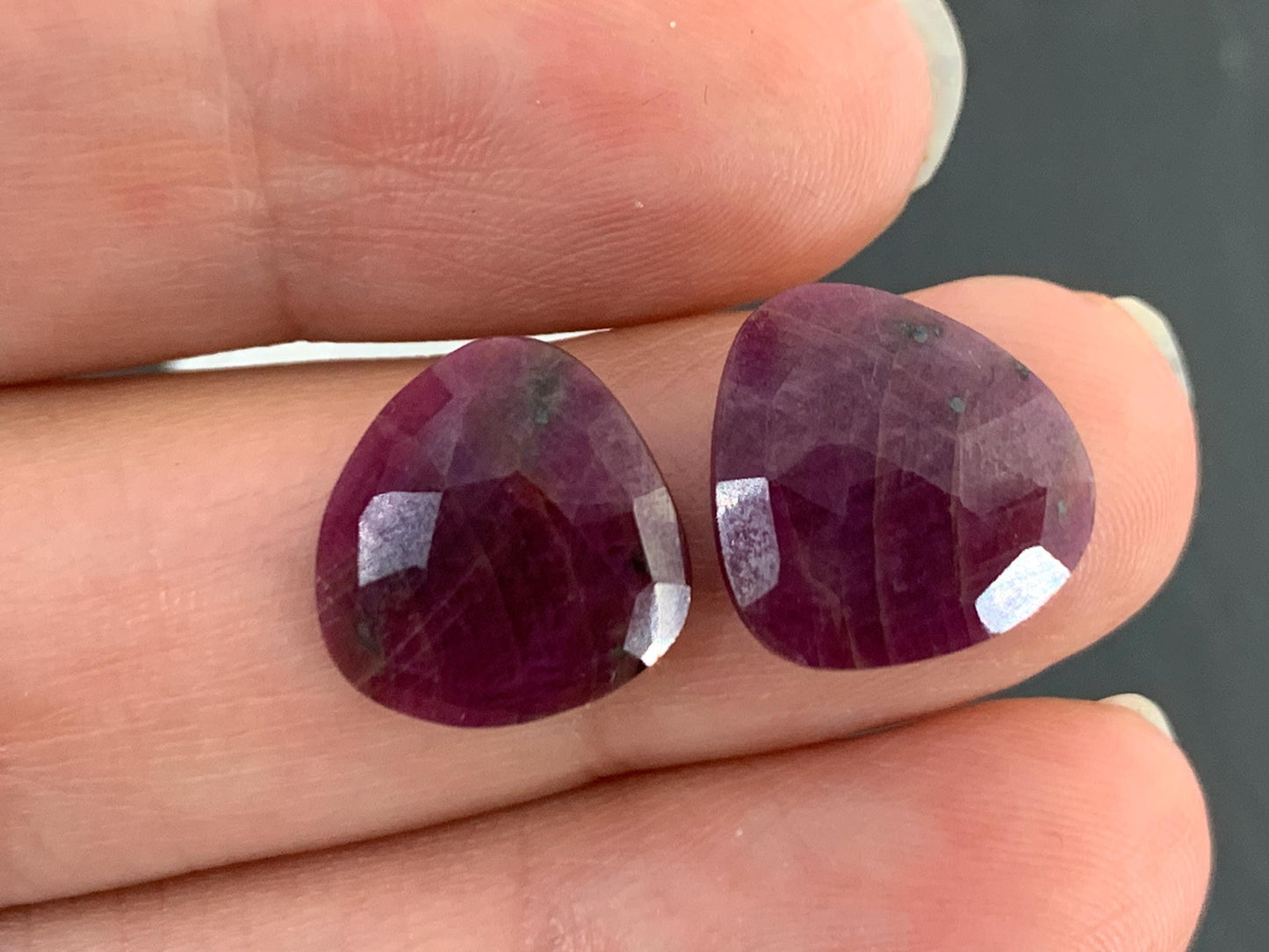 Faceted Ruby pair 12x13x3mm cabochon