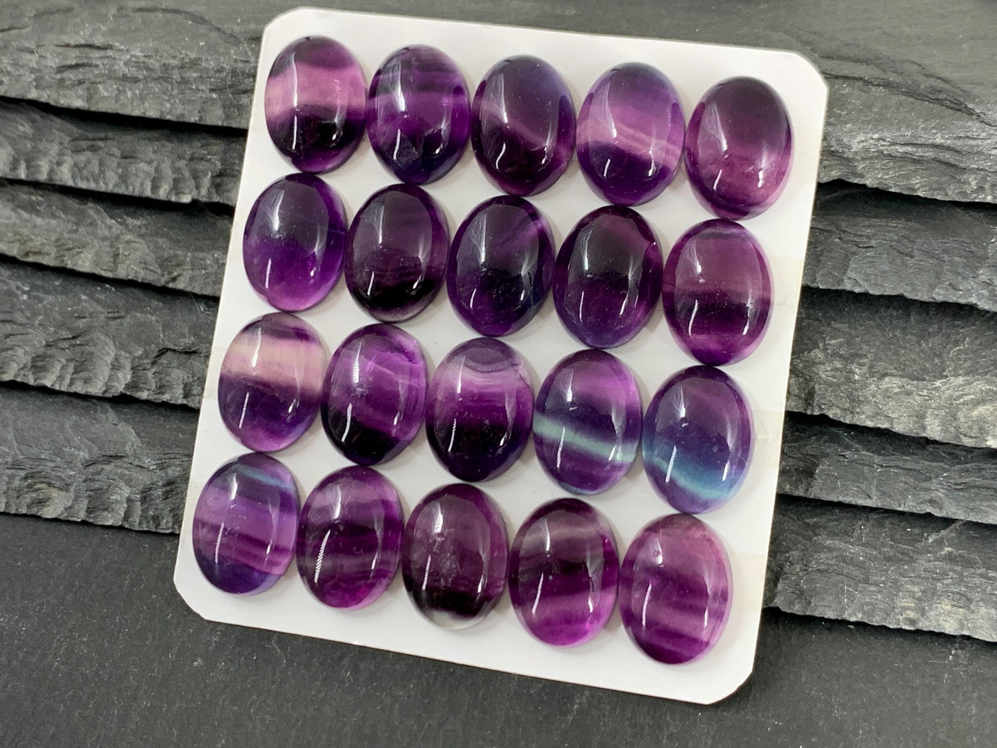 Purple Fluorite oval 12x16mm cabochon - Calibrated cabochons