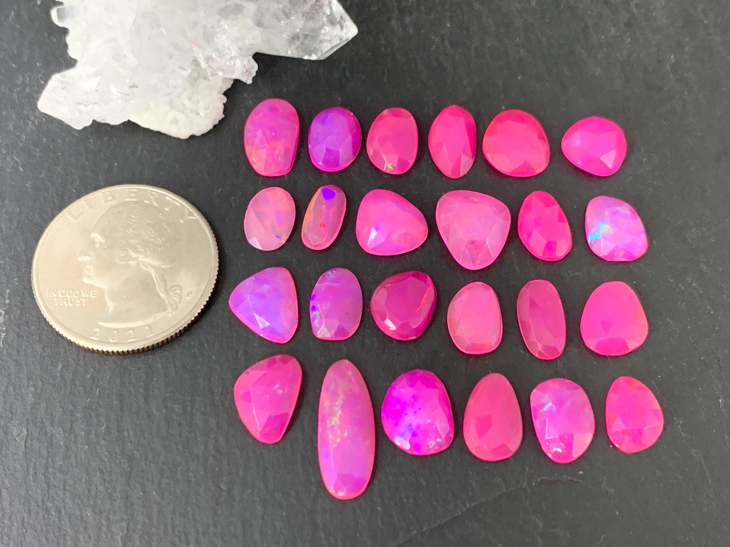 Faceted Pink Ethiopian Opal 9-18mm long cabochon