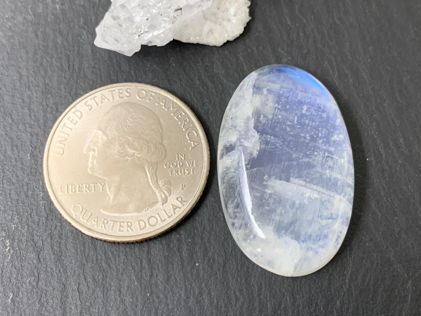 Rainbow Moonstone 31x19x7mm cabochon