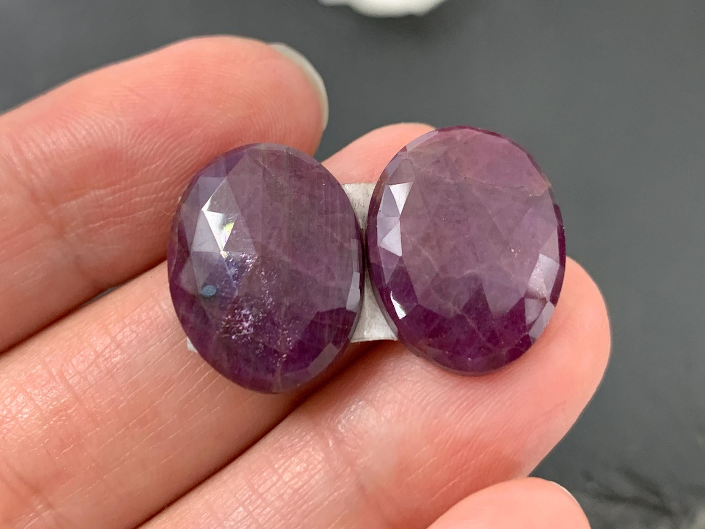 Faceted Ruby pair 14x18x4mm cabochon