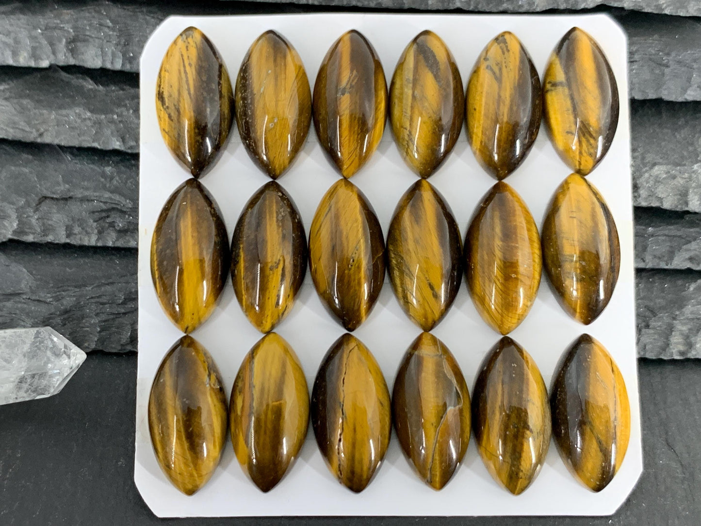 Tiger Eye marquise 10x20mm cabochon