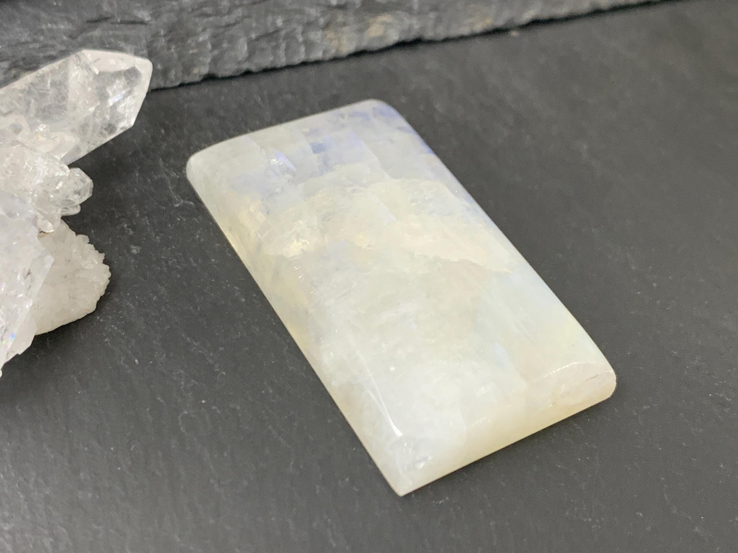 Rainbow Moonstone 42x24x9mm cabochon