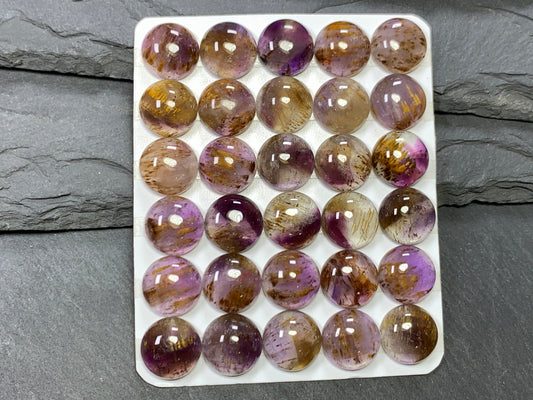 Amethyst Cacoxenite round 12mm Cabochon - Calibrated cabochons