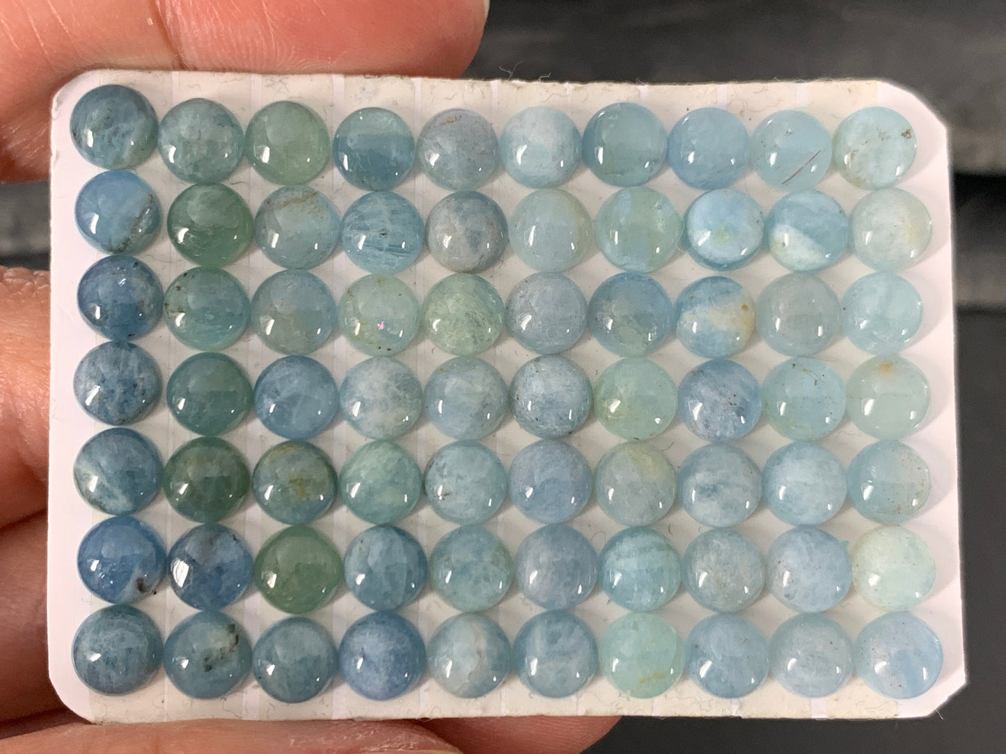 Aquamarine round 6mm cabochon - Calibrated cabochons