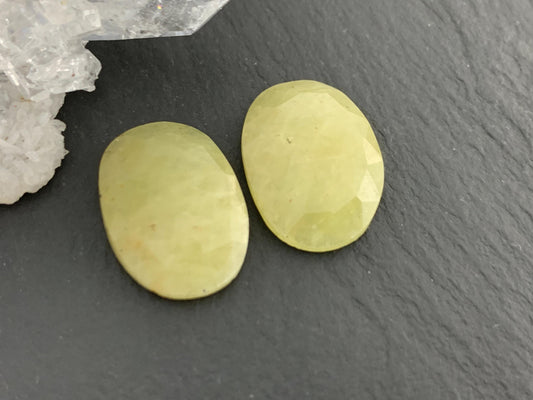 Faceted Yellow Sapphire pair 12x16x4mm cabochon