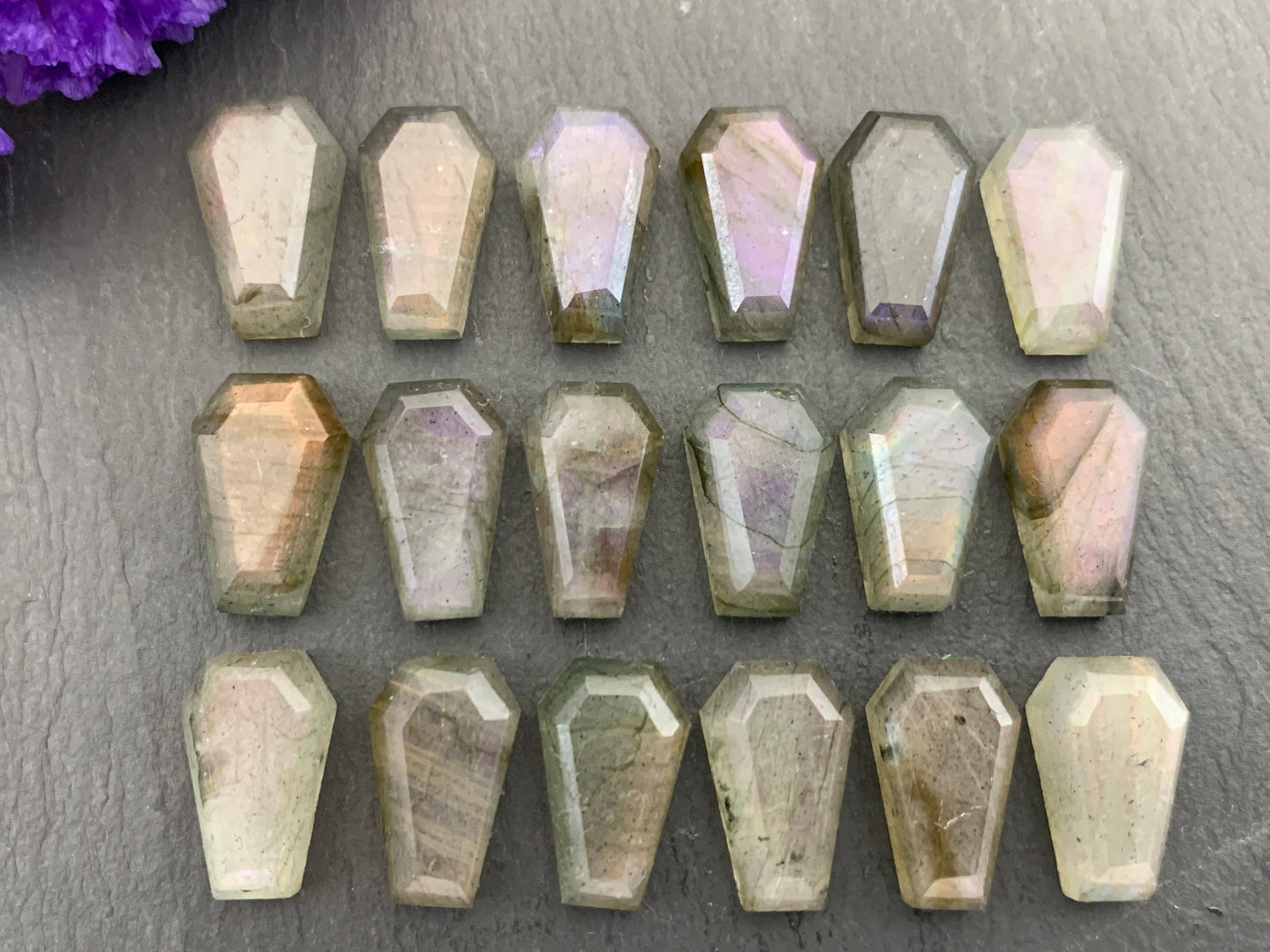 Natural Labradorite Coffin Cabochon: 10x16mm Gemstone