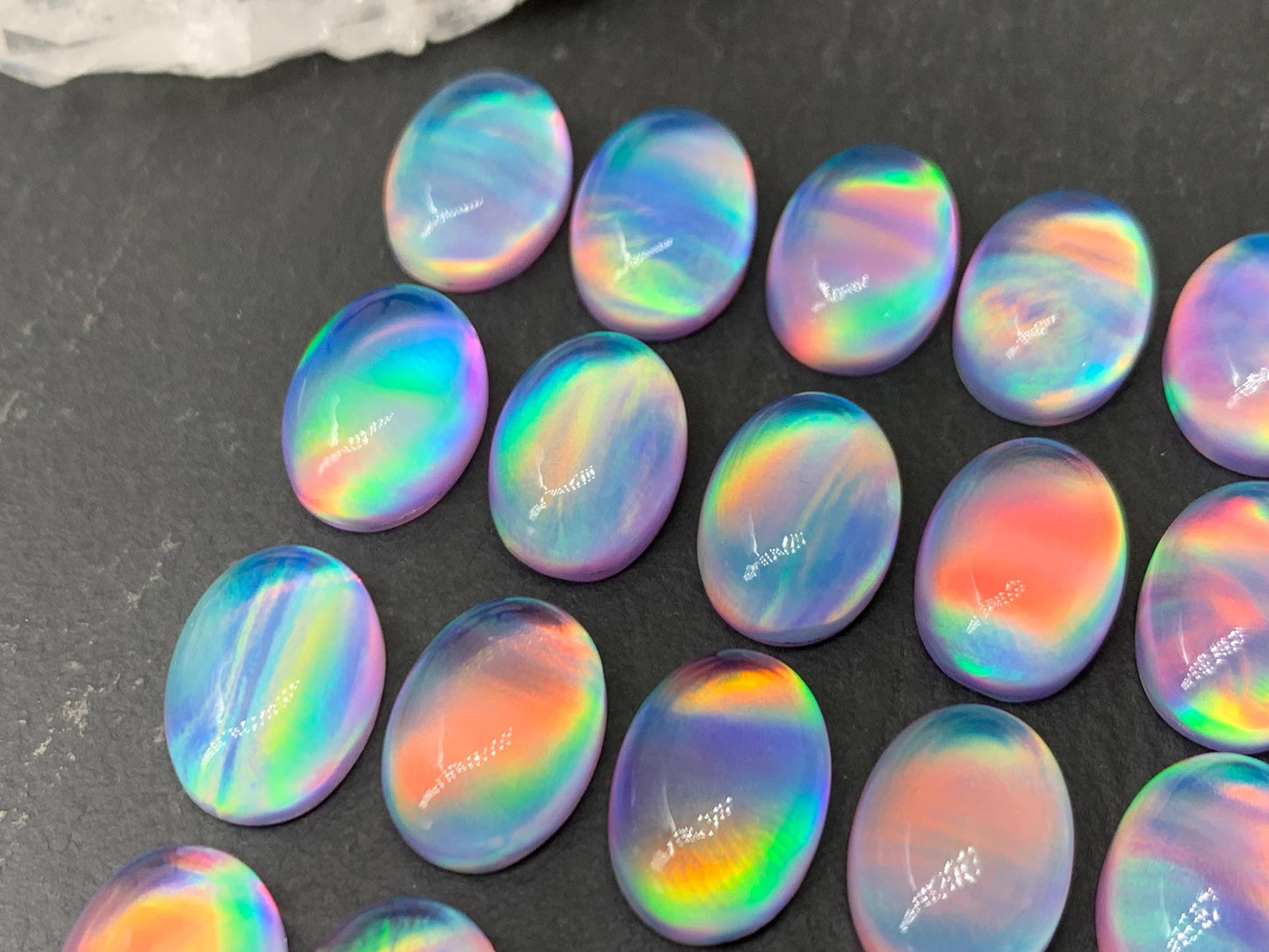 Aurora Opal Oval 10x14mm Doublet Cabochon – Colorful Natural Gemstone