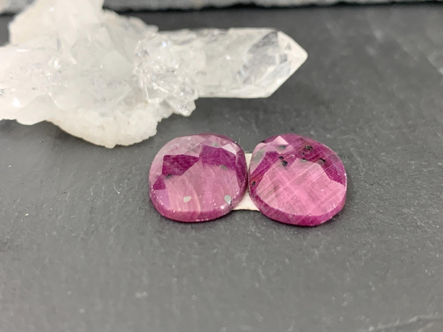 Faceted Ruby pair 11x18x3mm cabochon