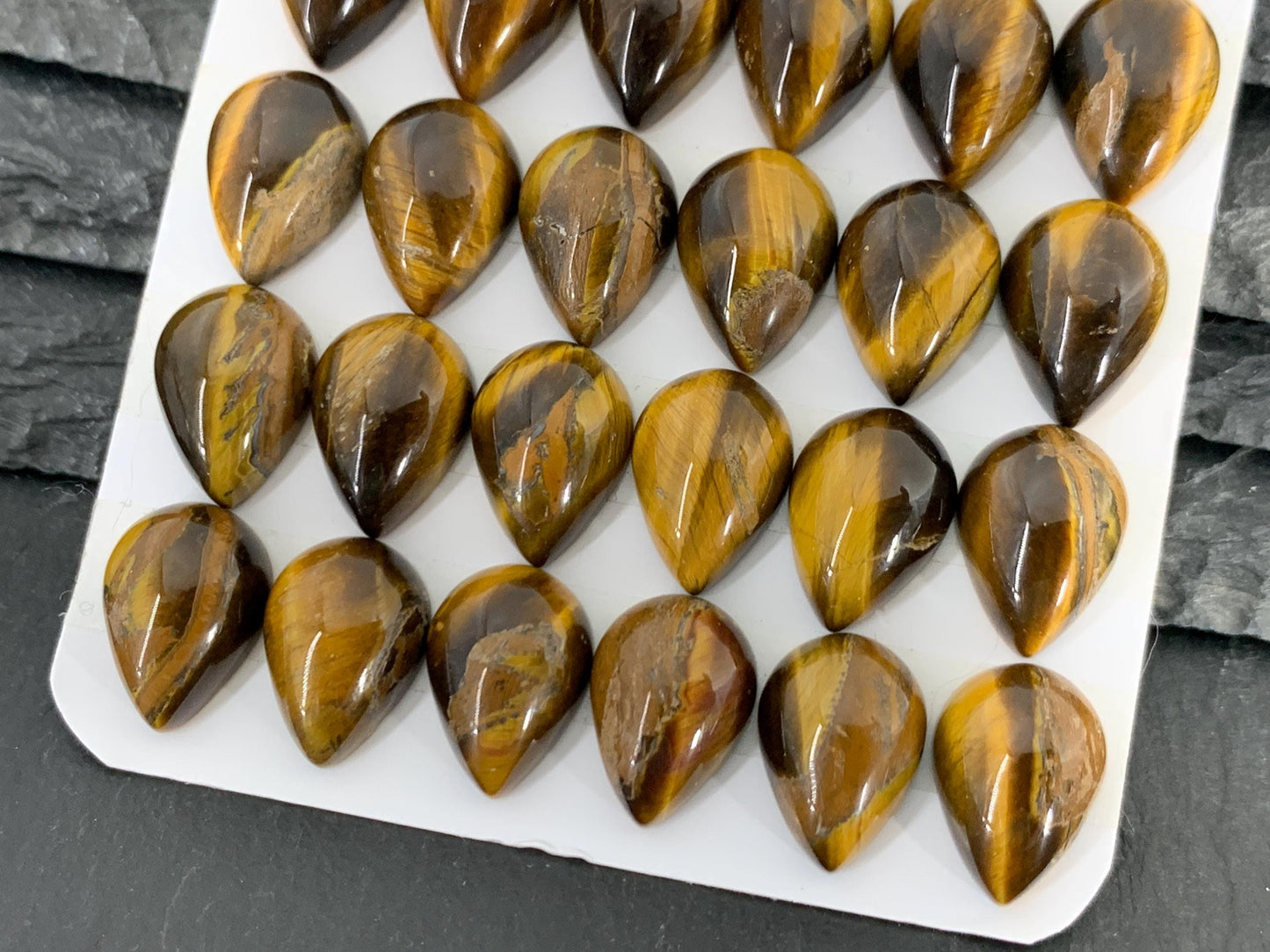Tiger Eye pear 10x14mm Cabochon - Calibrated cabochons