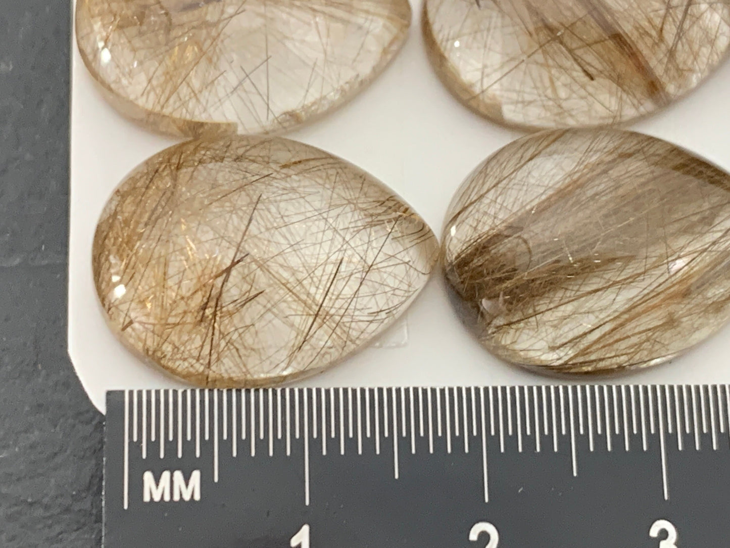 Rutilated Quartz pear 15x20mm cabochon - Calibrated cabochons