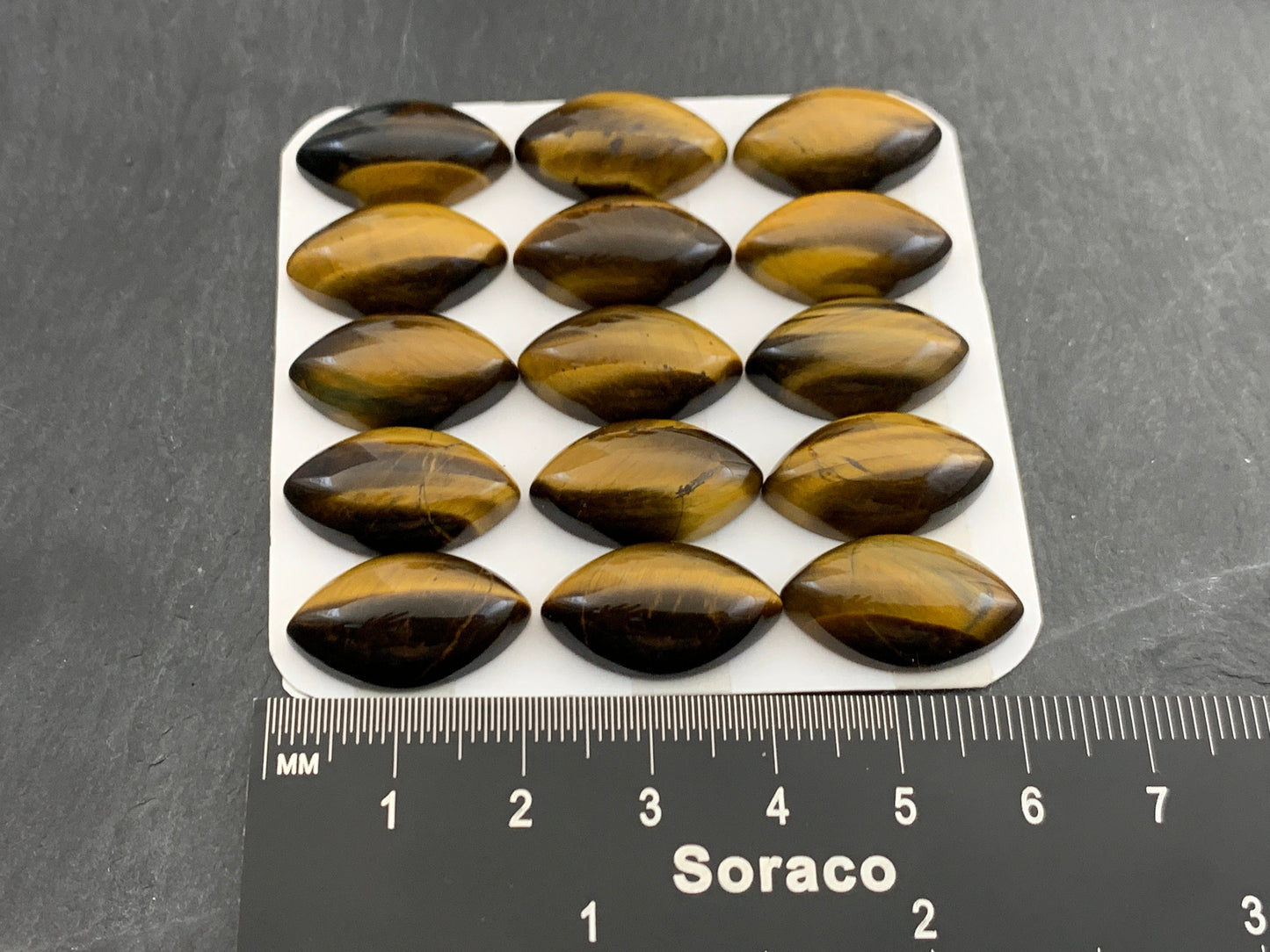 Tiger Eye marquise 12x20mm cabochon - Calibrated cabochons