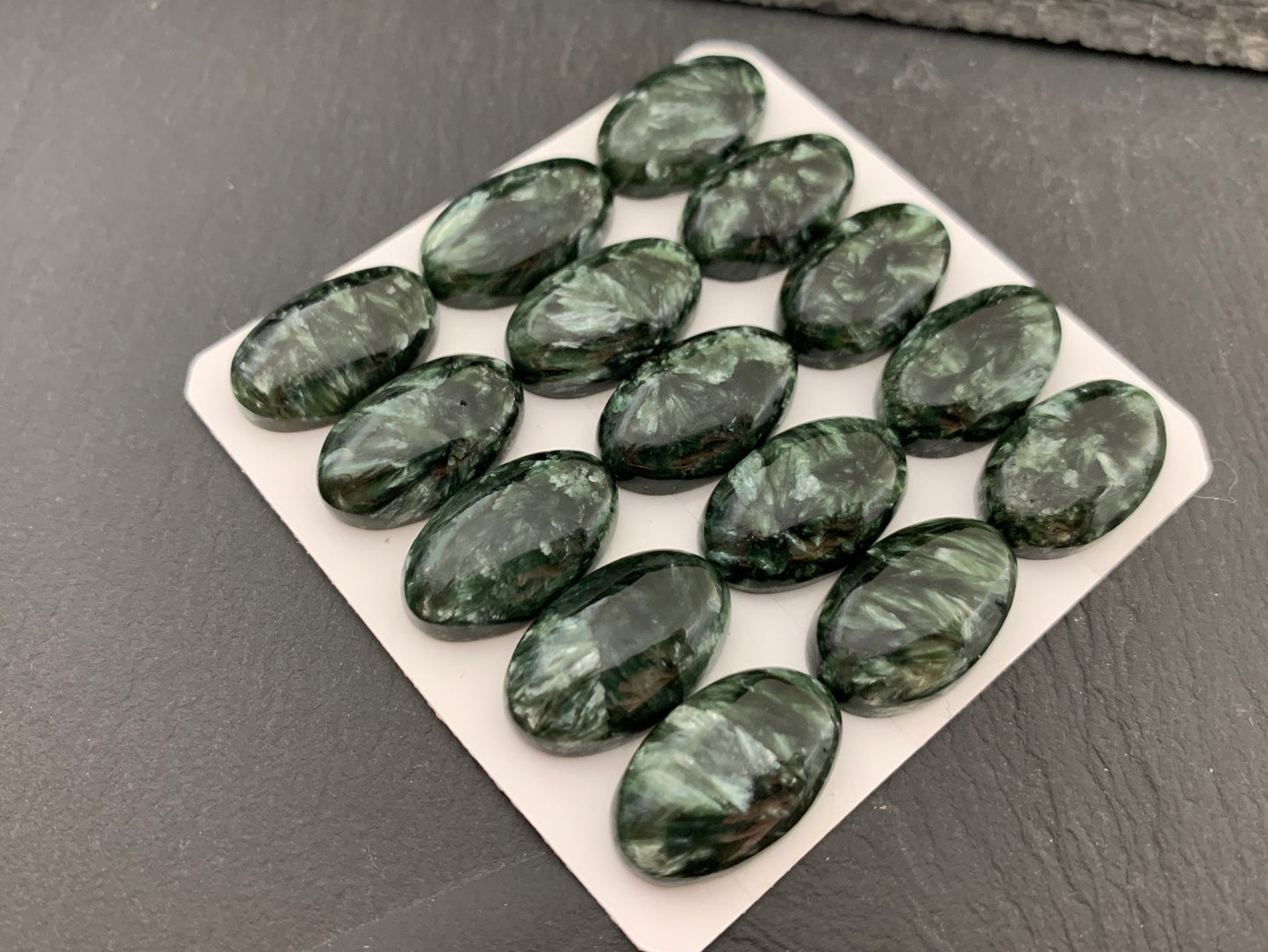 Seraphinite oval 12x20mm Cabochon - Calibrated cabochons