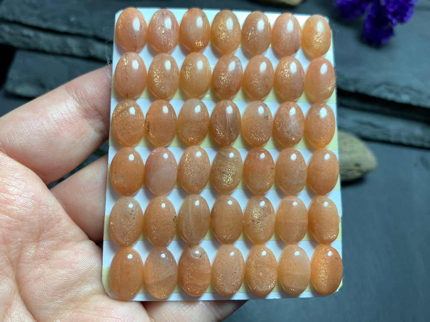 GoldSand Sunstone oval 8x12mm cabochon Calibrated Cabochons