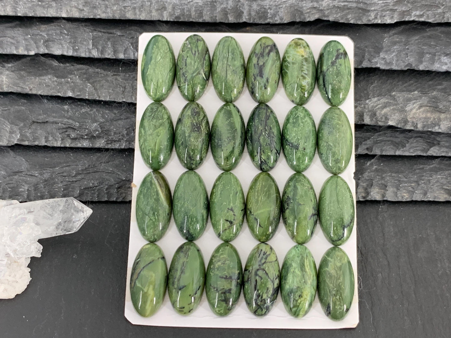 Green Opal oval 9x18mm Cabochon - Calibrated cabochons