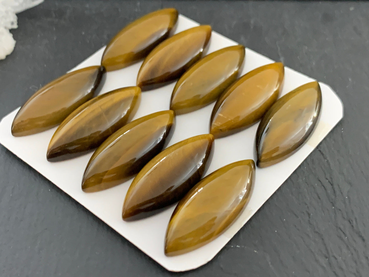 Tiger Eye marquise 12x30mm Cabochon - Calibrated cabochons