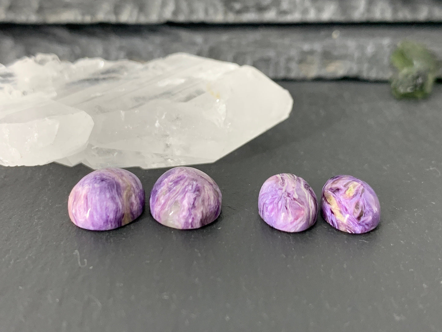 Charoite pair - oval cabochon - Cabochons