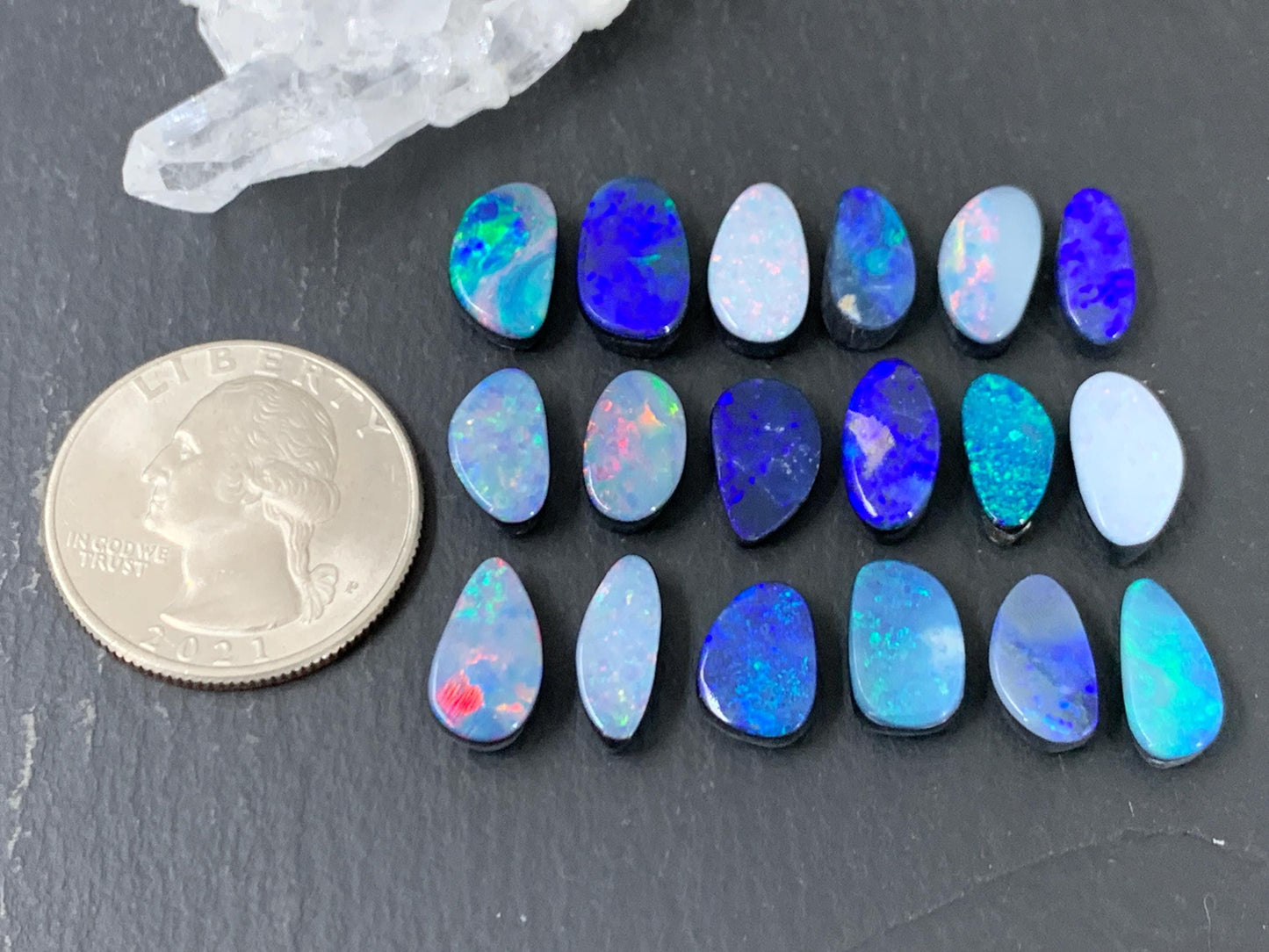 Australian Opal doublet 11-13mm long cabochon