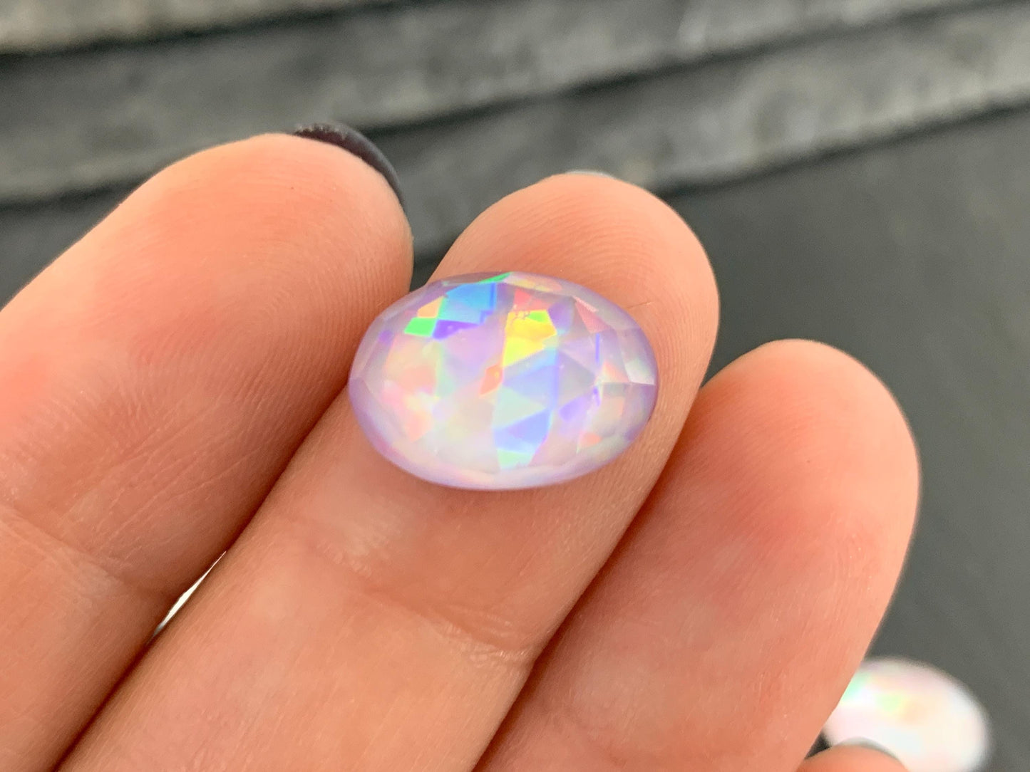 Faceted Aurora Opal oval 10x14mm cabochons - Doublet cabochons