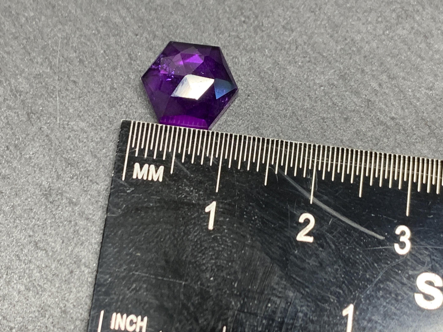 Discounted Damaged faceted Amethyst Hexagon 10mm Cabochon