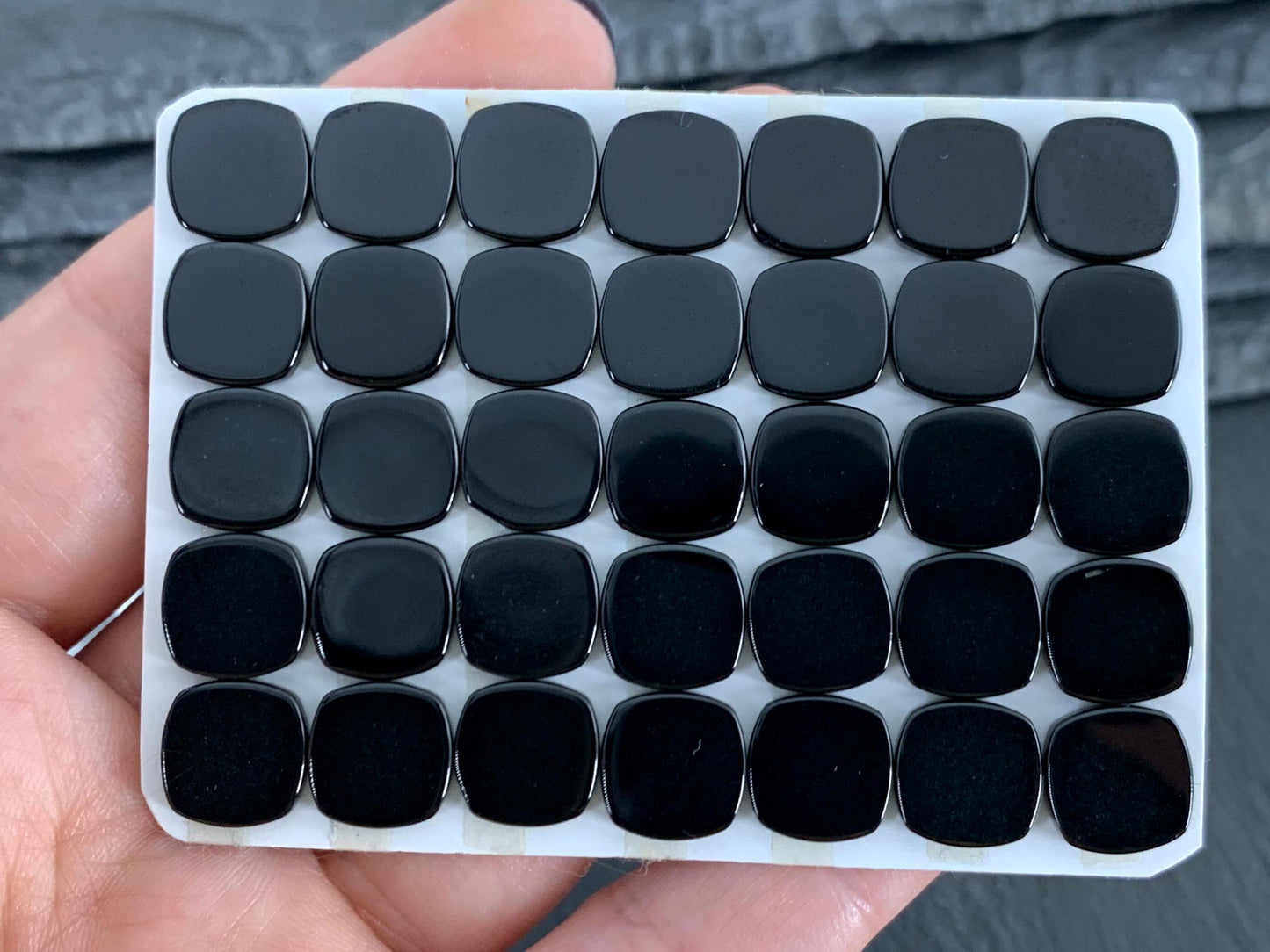Flat Black Spinel square cushion 10mm cabochon - Calibrated cabochons