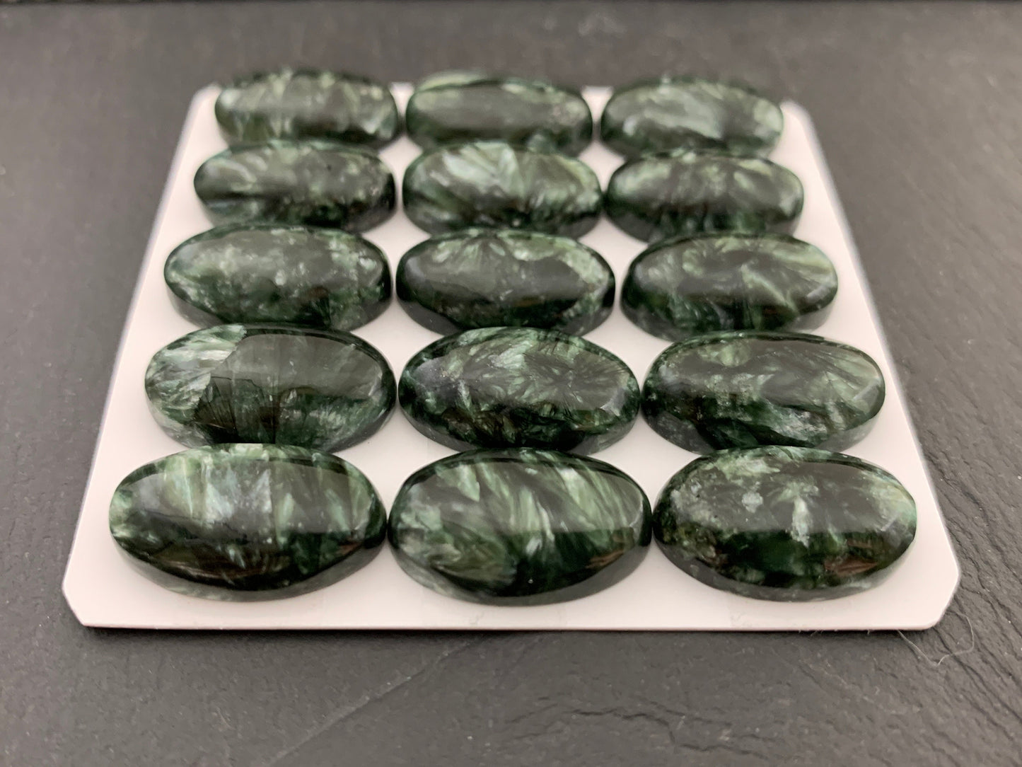Seraphinite oval 12x20mm Cabochon - Calibrated cabochons