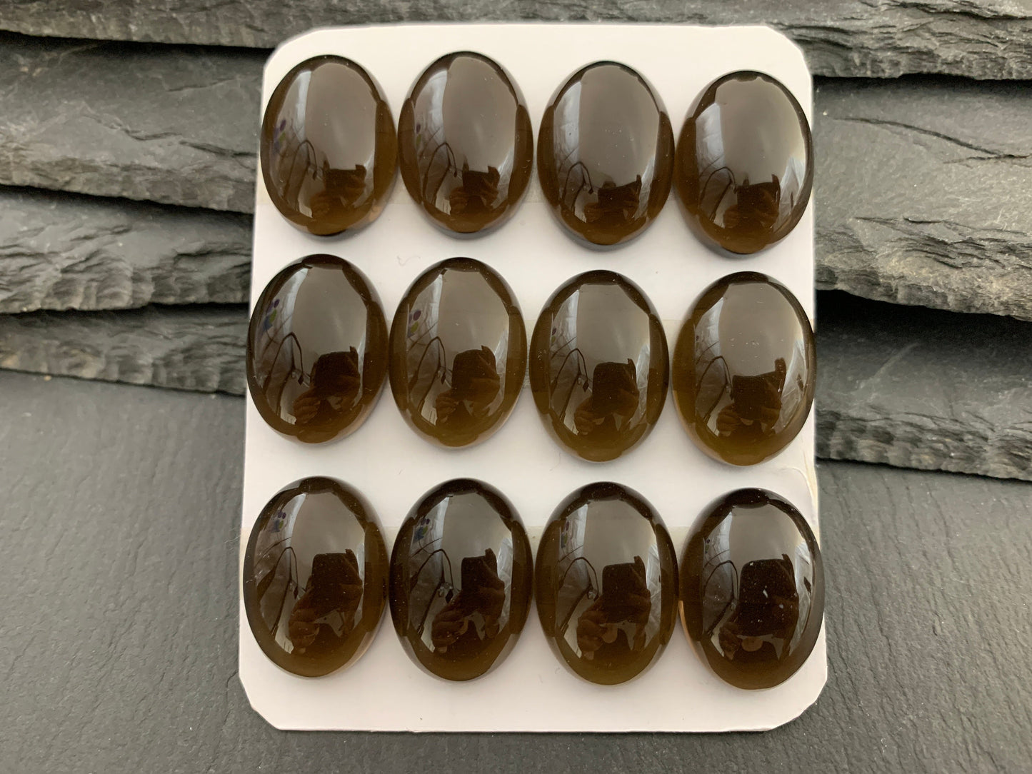 Smokey Quartz oval 16x22mm cabochon - Calibrated cabochons