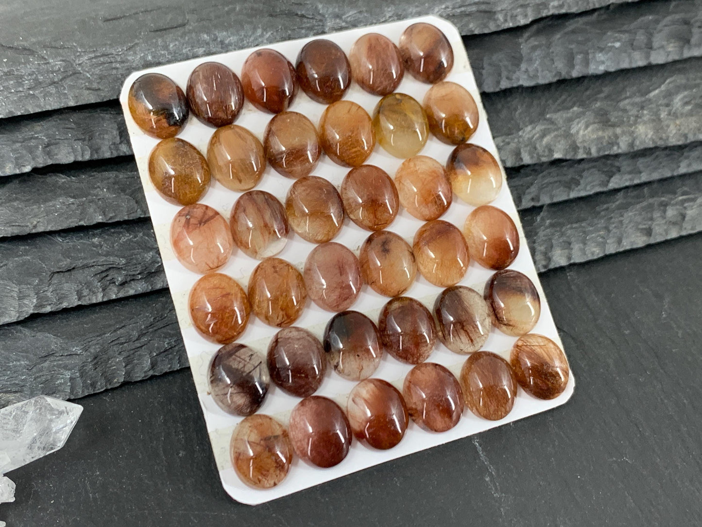 Rutilated Quartz oval 10x12mm cabochon - Calibrated cabochons
